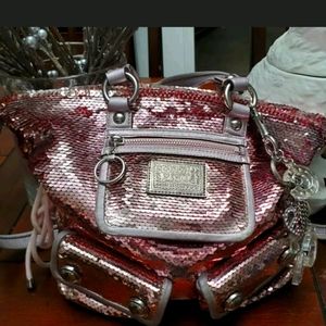 Coach Sequin Poppy Spotlight PINK Bag 13821